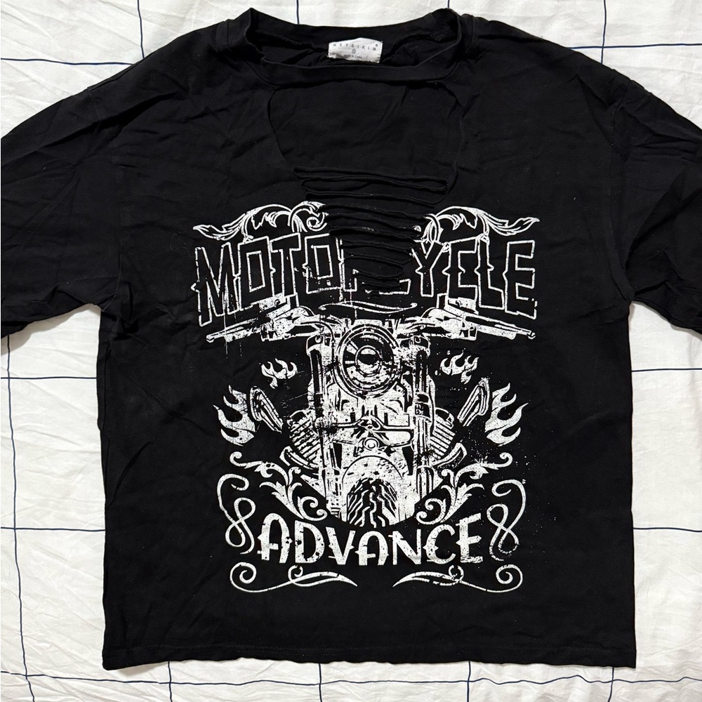 Black Ripped Graphic Long Sleeve